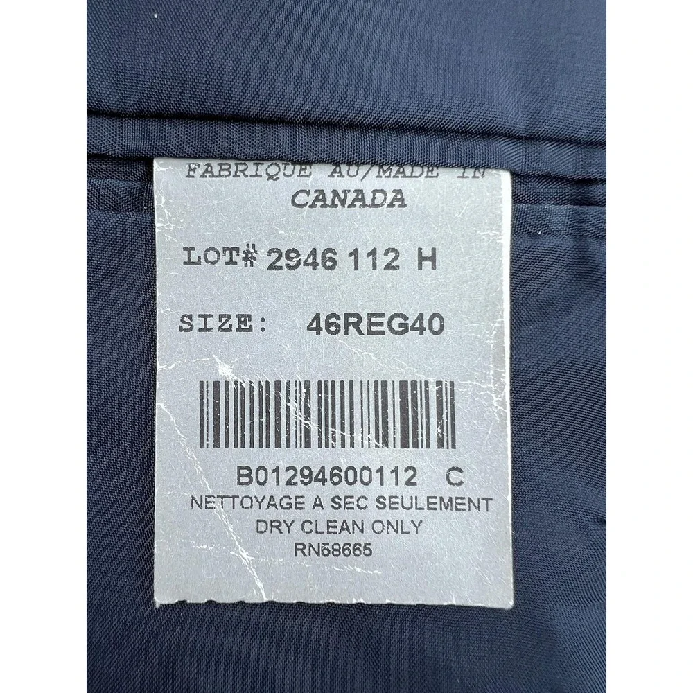 John W. Nordstrom Suit Jacket Mens 46R Blue Pinstripe Loro Piana Wool 2 Button